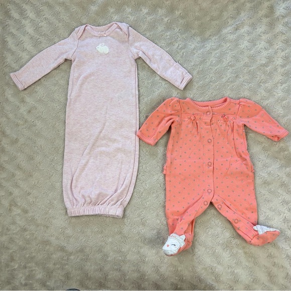 Preemie Baby Girl Bundle Sleep Gown Sleeper Bodysuit Pants Child of Mine Carters - Picture 2 of 7